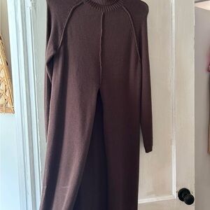 Brown Long Sleeve Sweater Dress